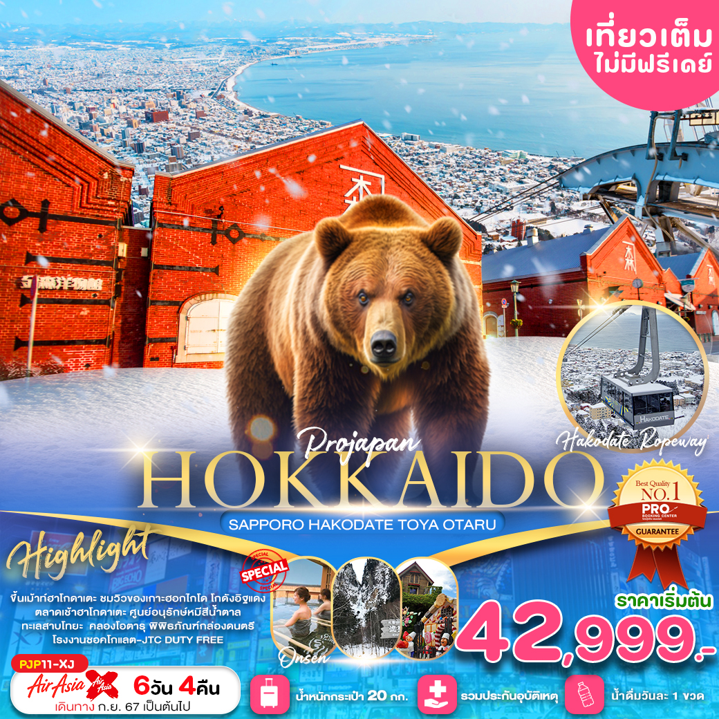 ทัวร์ญี่ปุ่น HOKKAIDO SAPPORO HAKODATE TOYA OTARU 6วัน 4คืน (XJ)